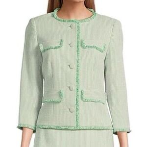 NWT Women Preston & York Judith Boucle Tweed pastel green Spring Jacket Size 14
